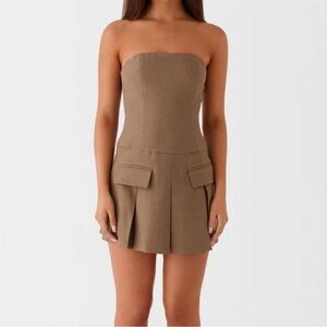 Peppermayo Brown Pleated Dress